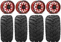 Raceline Krank 14" Red Wheels 26" Reptile Tires Kawasaki Mule Pro FXT