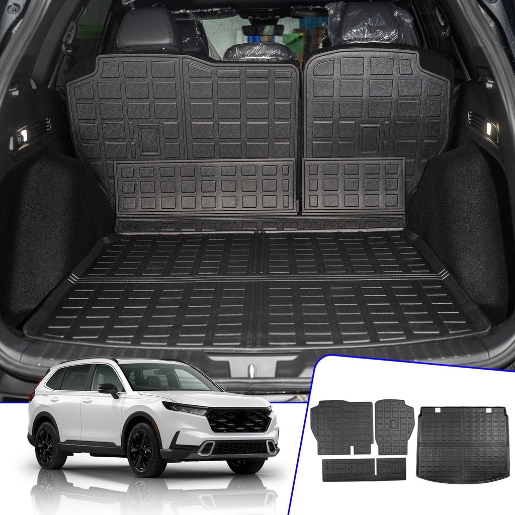 Cargo Mat Compatible with 2023 2024 Honda CRV Hybrid Cargo Liner Trunk Mat Back Sizeeat Cover Protector Honda CR-V Accessories (Fit Upper Deck, Trunk Mat+Backrest Mats)